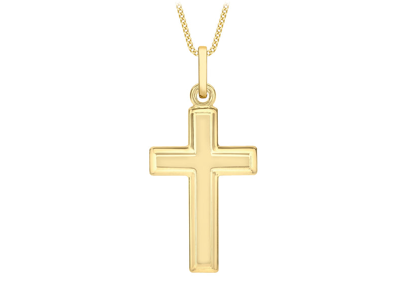 9ct Yellow Gold Bevelled Edge Cross Pendant