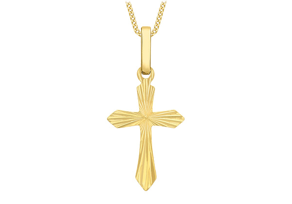 9ct Yellow Gold Diamond Cut Cross Pendant