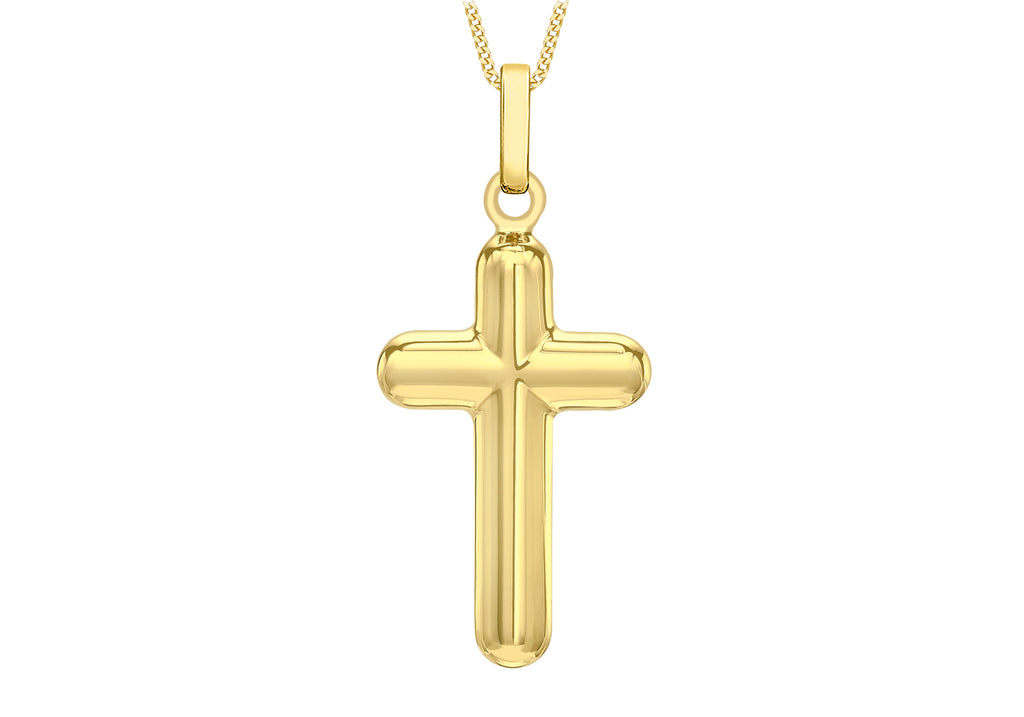 9ct Yellow Gold 3D-Effet Cross Pendant