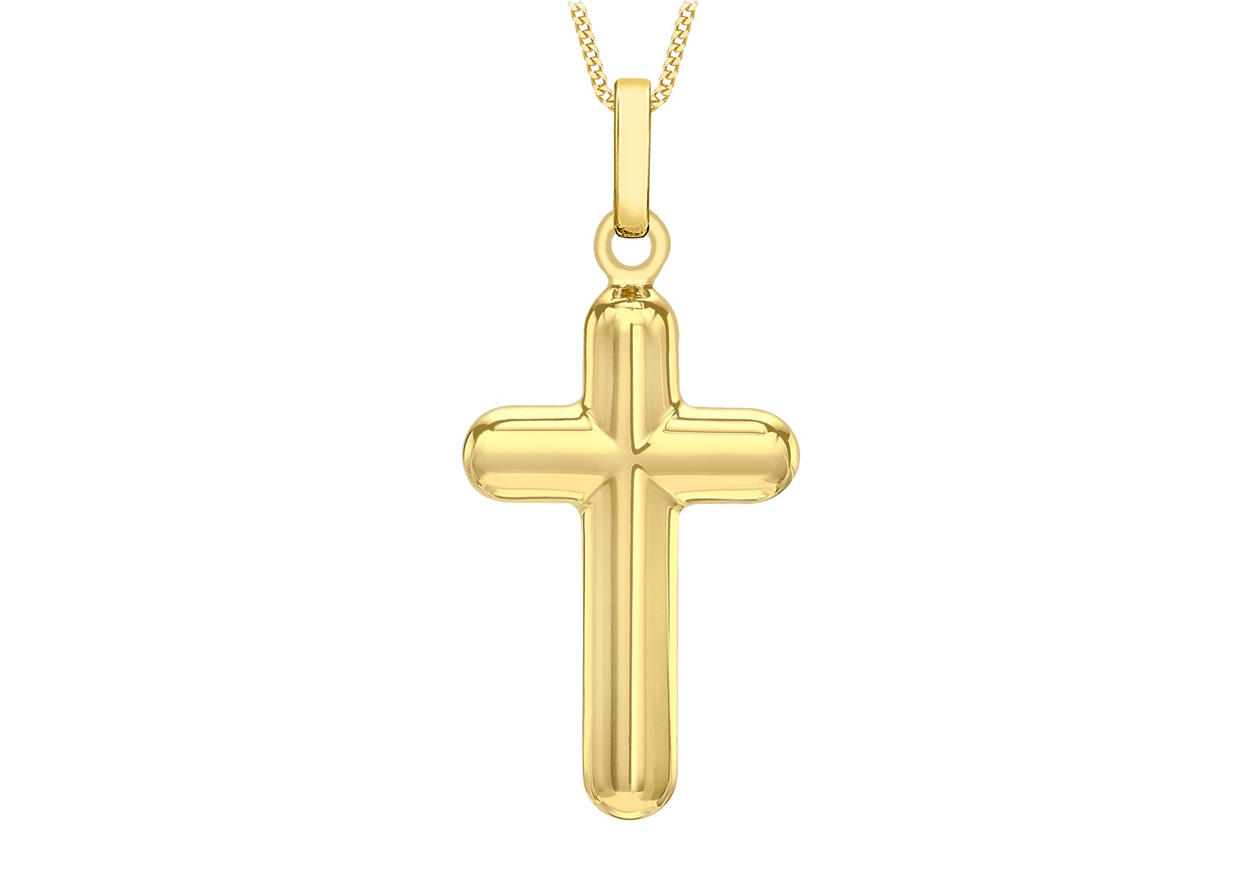 9ct Yellow Gold 3D-Effet Cross Pendant