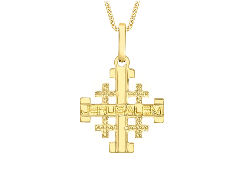 9ct Yellow Gold 14.5mm x 22mm Jerusalem Cross Pendant