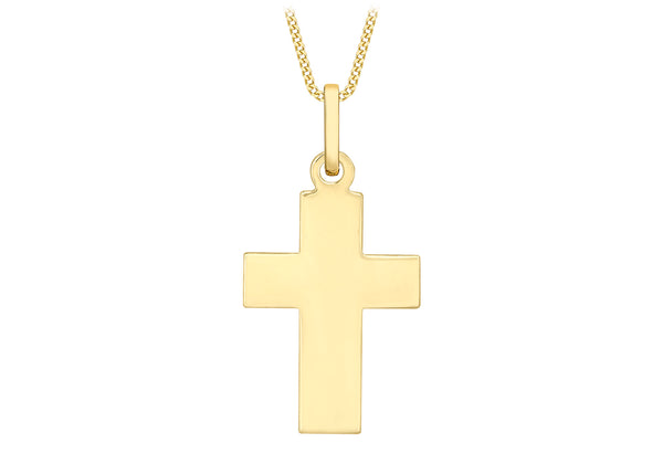 9ct Yellow Gold Thick Plain Cross Pendant
