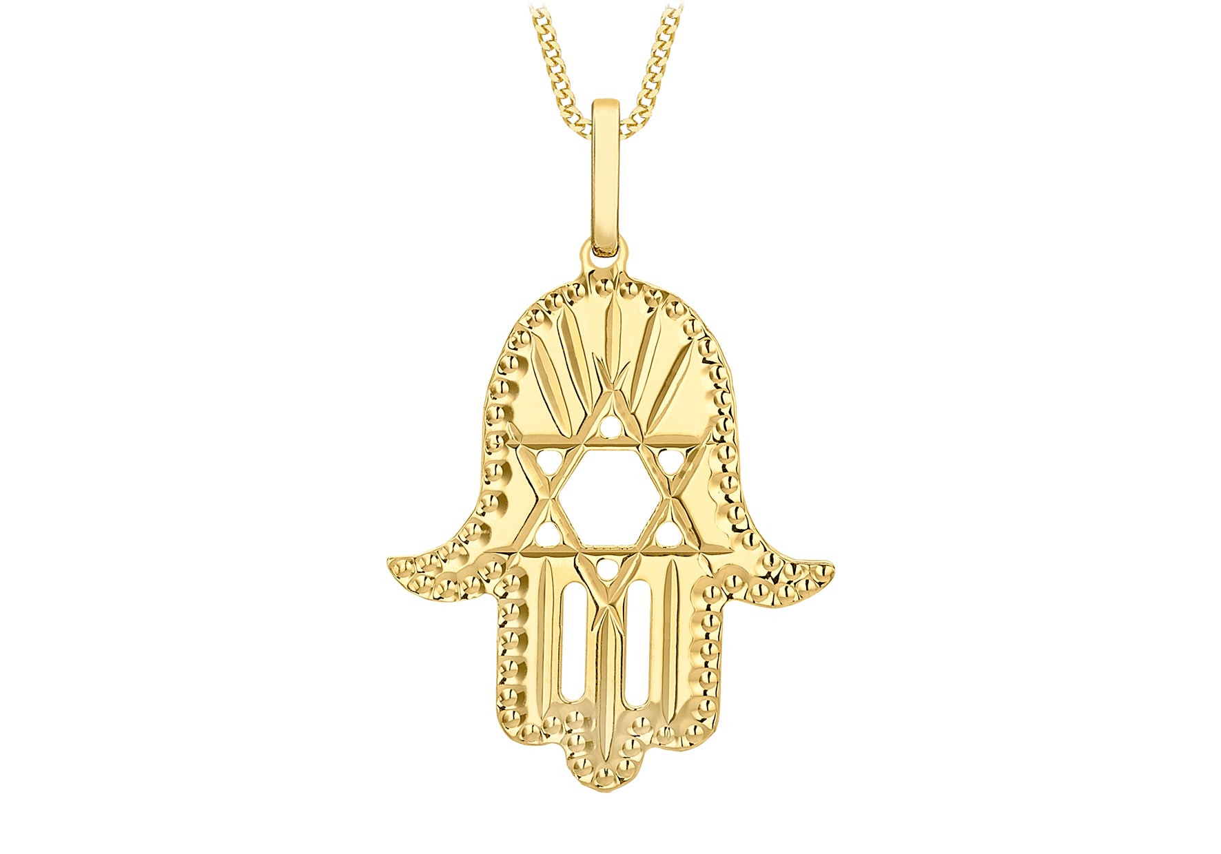 9ct Yellow Gold 18.5mm x 29mm 'Star of David' Hamsa Pendant