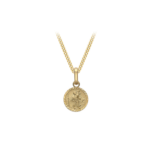 18ct Gold 13mm round St Christopher Pendant with a 1mm wide curb Chain 20  inches Only Suitable for Children - Handmade Jewellery from British  Jewellery Workshops