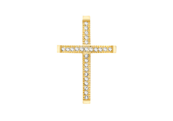 9ct Yellow Gold 0.13t Diamond Cross Slider Pendant