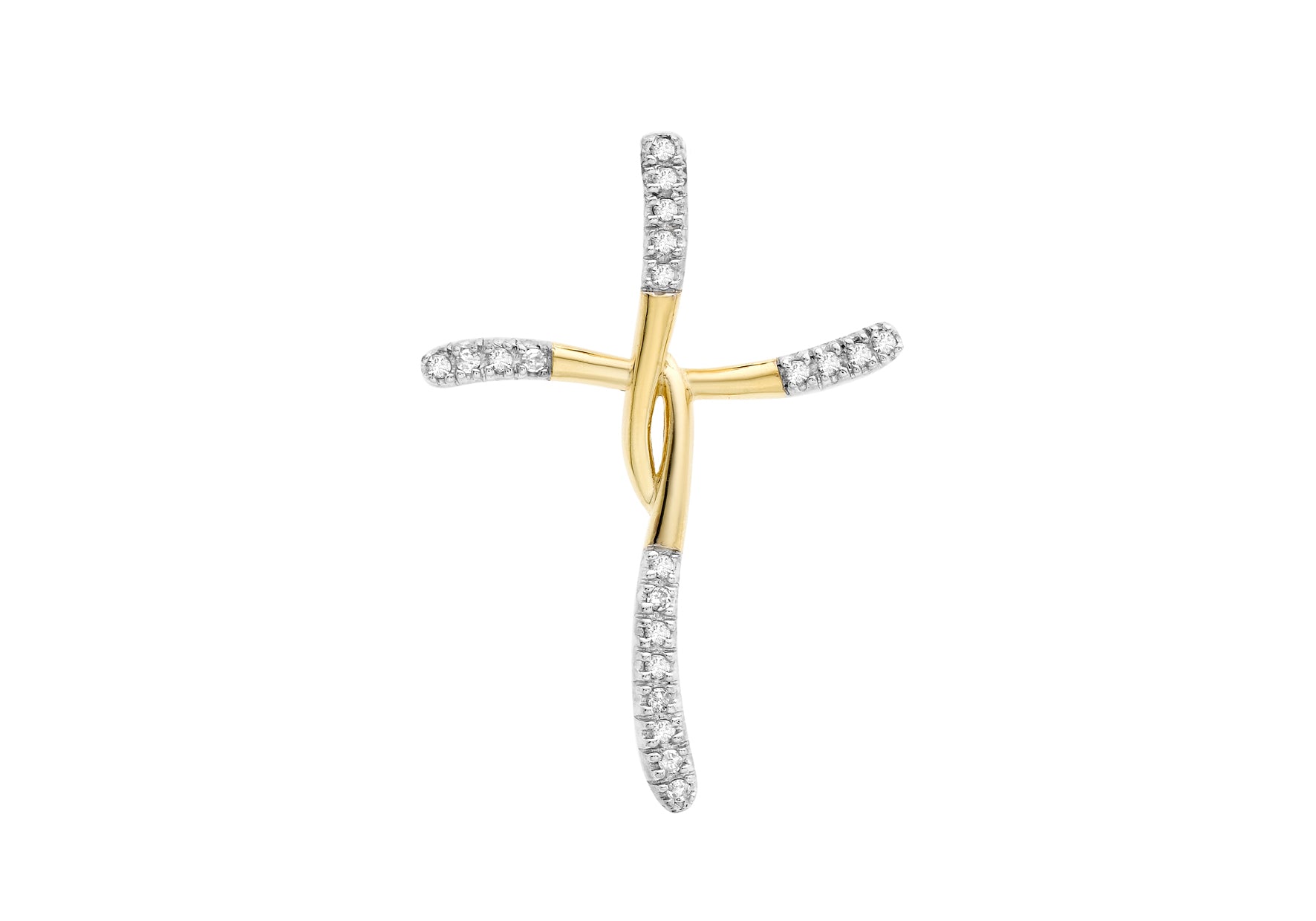 9ct 2-Colour Gold 0.15t Diamond Cross Slider Pendant