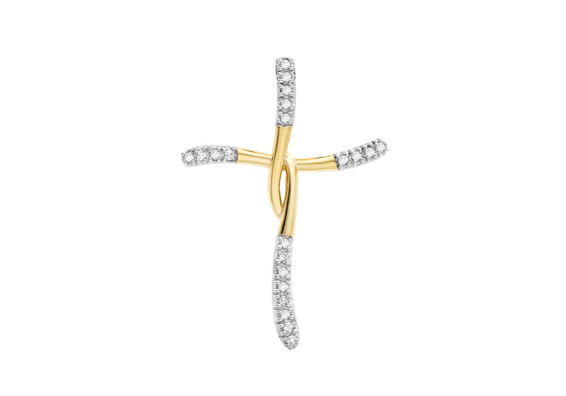 9ct 2-Colour Gold 0.15t Diamond Cross Slider Pendant