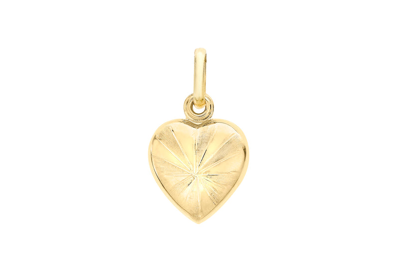 9ct Yellow Gold 12mm x 15mm Patterned Heart Locket Pendant