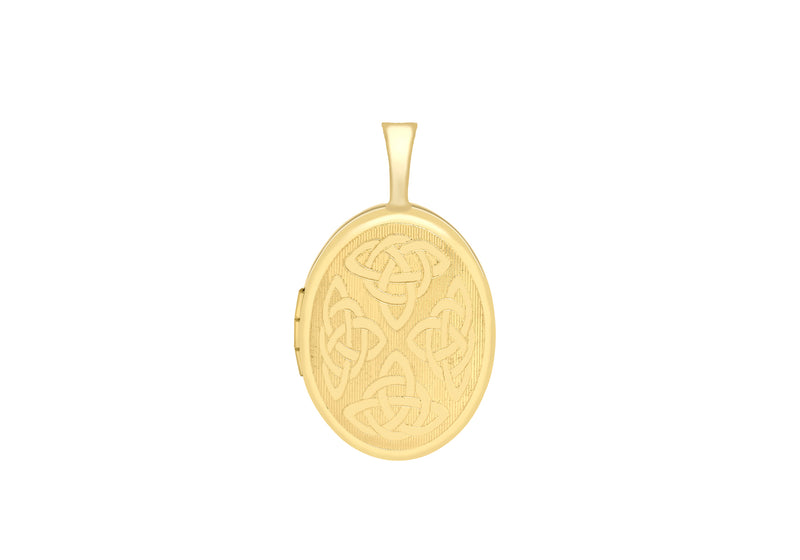 9ct Yellow Gold Small Etched Celtic Oval Locket