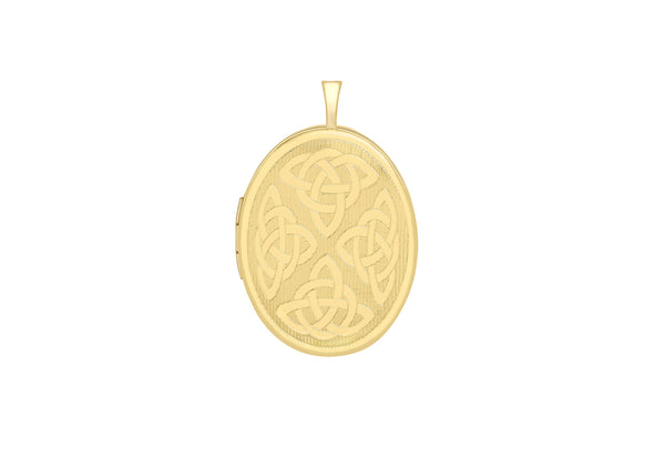 9ct Yellow Gold Etched Celtic Oval Locket