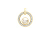 9ct Yellow Gold 1.5mm Zirconia  CutoCut Circle and Pearl Pendant