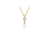 9ct Yellow Gold Fresh Water Pearl and Zirconia  6mm x 22.7mm Pendant