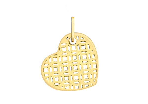 9ct Yellow Gold Patterned Heart Pendant