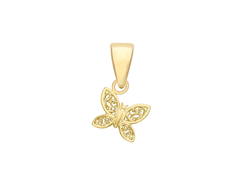 9ct Yellow Gold Filigree Butterfly Pendant