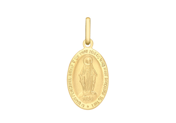 9ct Yellow Gold 11mm x 23mm Oval Holy Mary Pendant