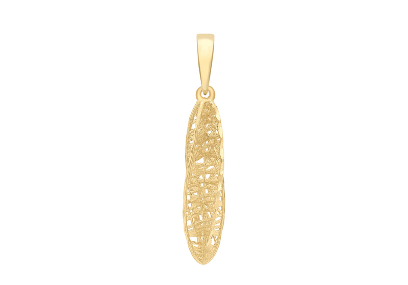 9ct Yellow Gold Twist Elliptical Teardrop Pendant