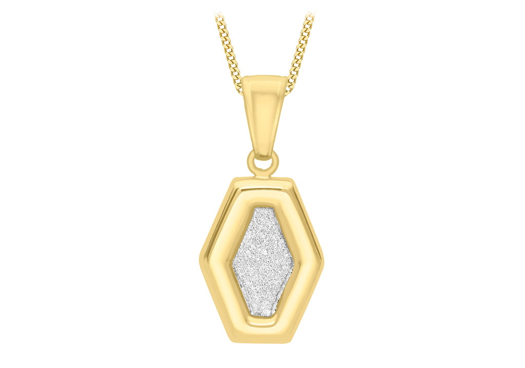 9ct Yellow Gold 10.5mm x 22.5mm Irregular Hexagon Stardust Pendant