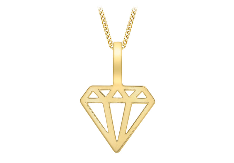 9ct Yellow Gold Diamond Outline Pendant