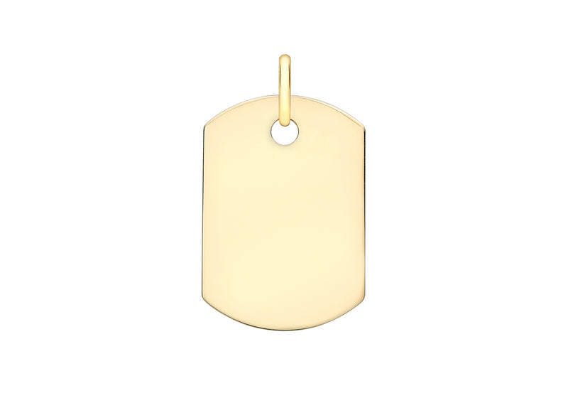 9ct Yellow Gold 22mm x 15mm Single Dog Tag Pendant