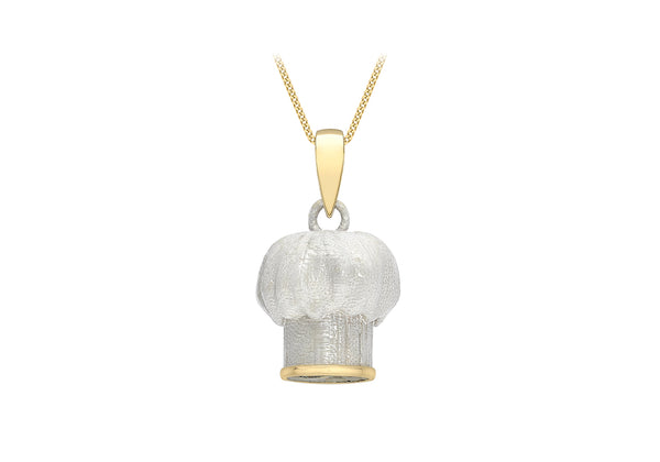9ct Yellow Gold White Chef's Hat Pendant