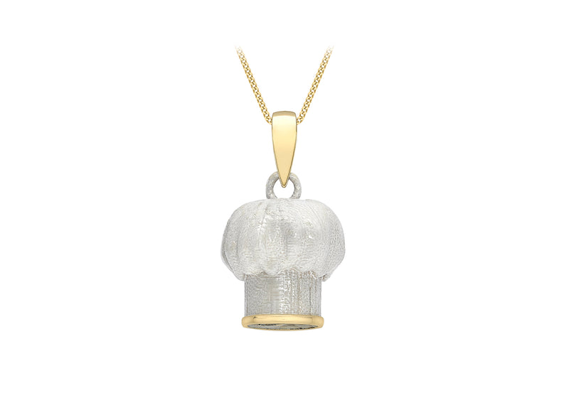 9ct Yellow Gold White Chef's Hat Pendant