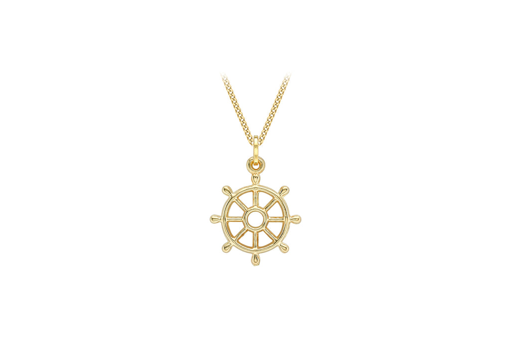 9ct Yellow Gold 15.7mm x 22.7mm Ship Wheel Pendant