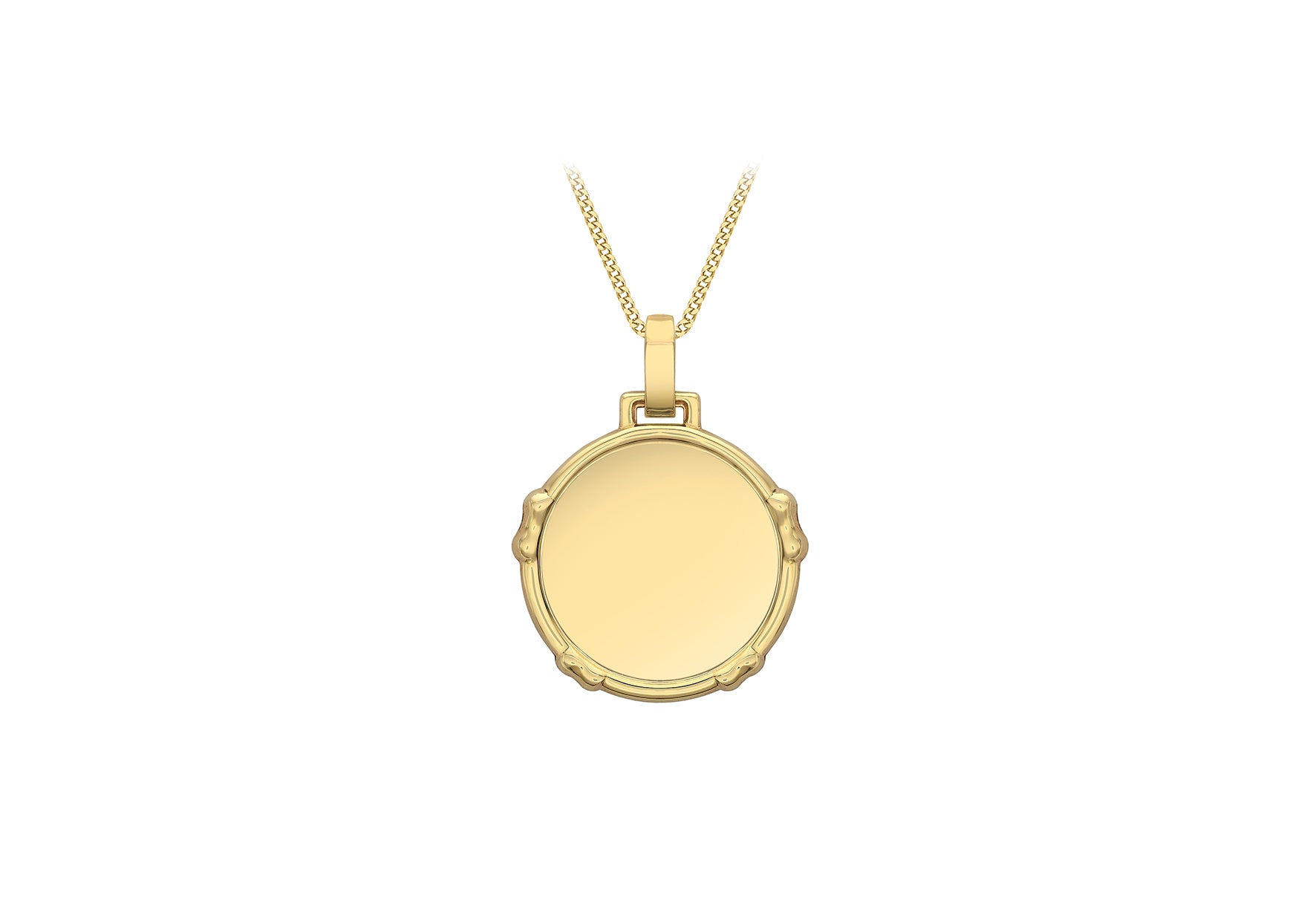 9ct Yellow Gold 24mm x 31.6mm Bow Edge Disc Pendant