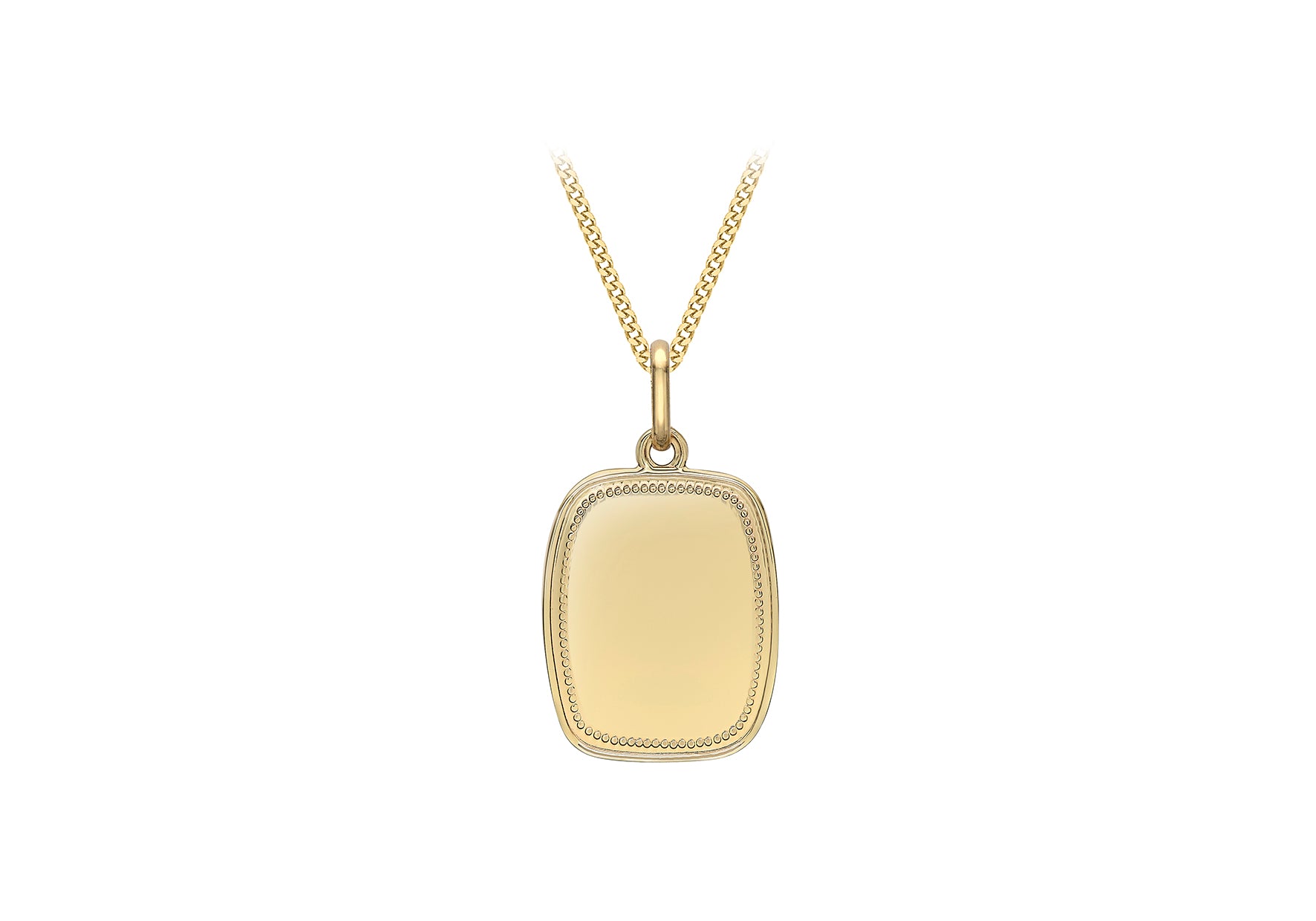 9ct Yellow Gold 14.3mm x 25.5mm Rope Edge Tag Pendant