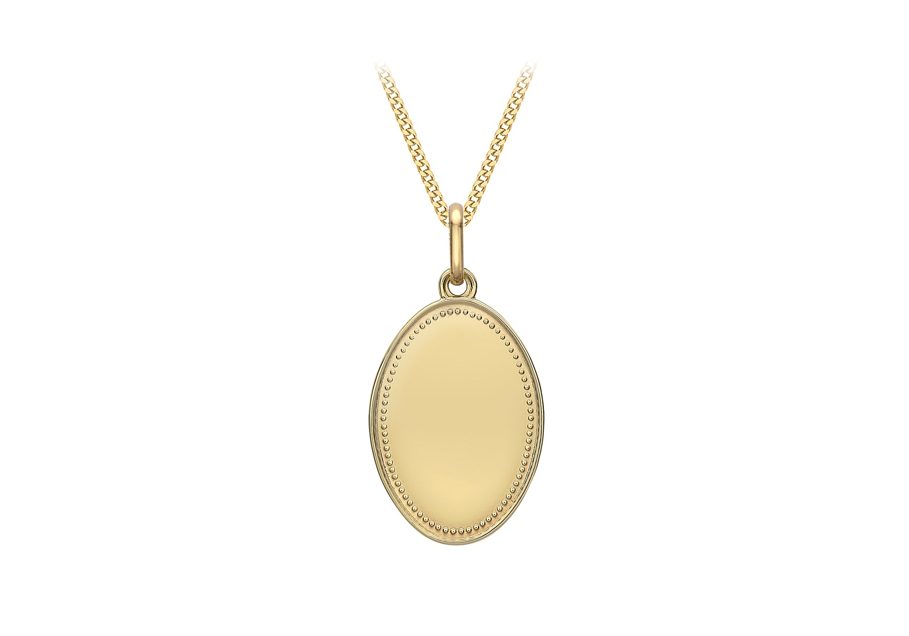 9ct Yellow Gold 14.4mm x 27.7mm Rope Edge Oval Pendant