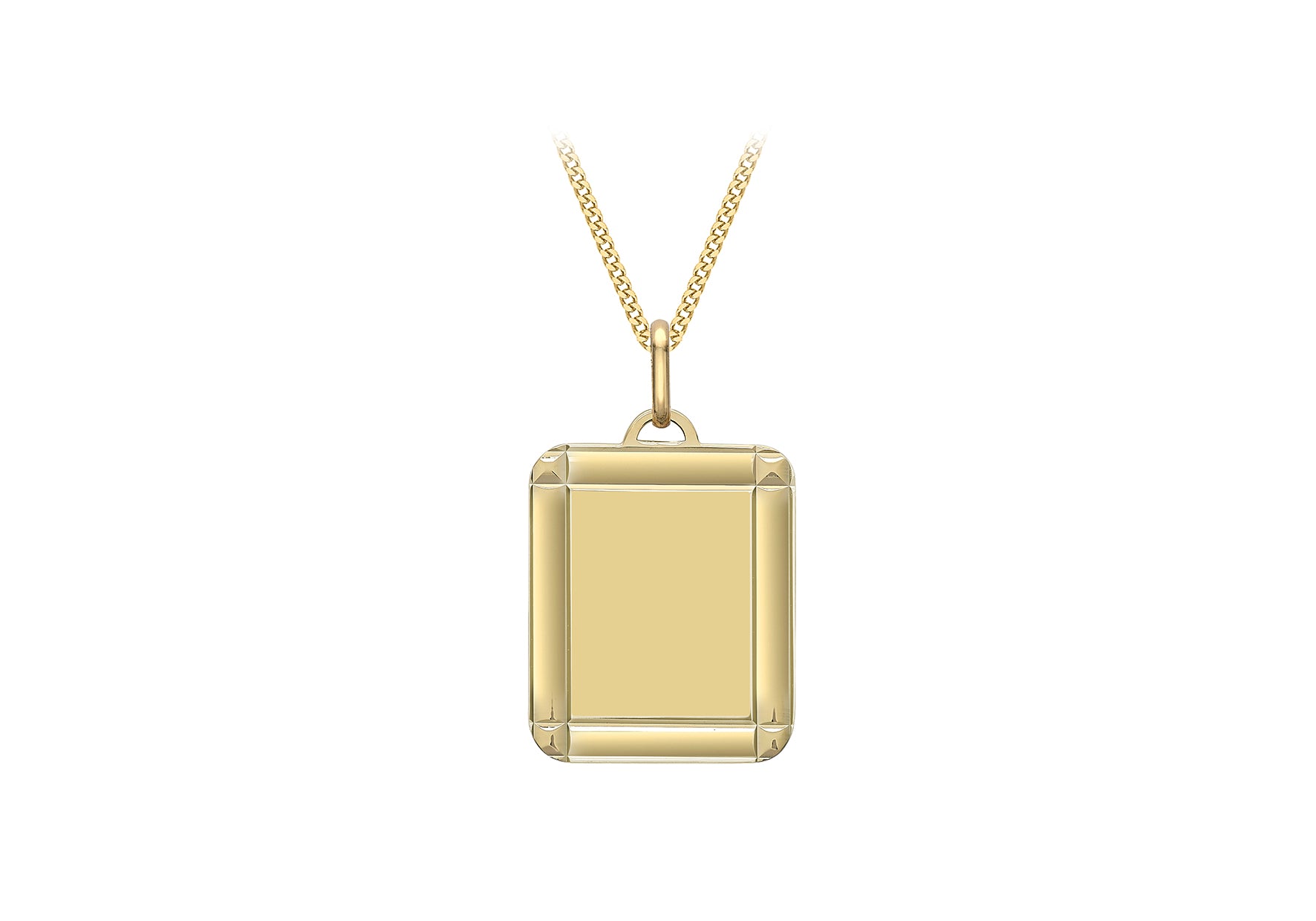 9ct Yellow Gold 16.2mm x 27mm Bevelled Edge Retangle Pendant