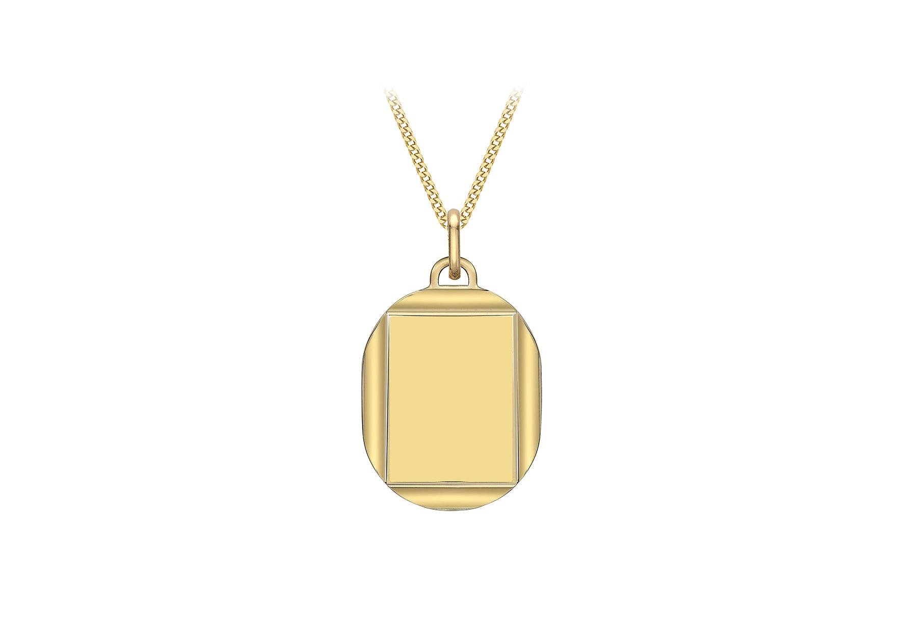9ct Yellow Gold 16.7mm x 28.9mm Bevelled Edge Oval Pendant
