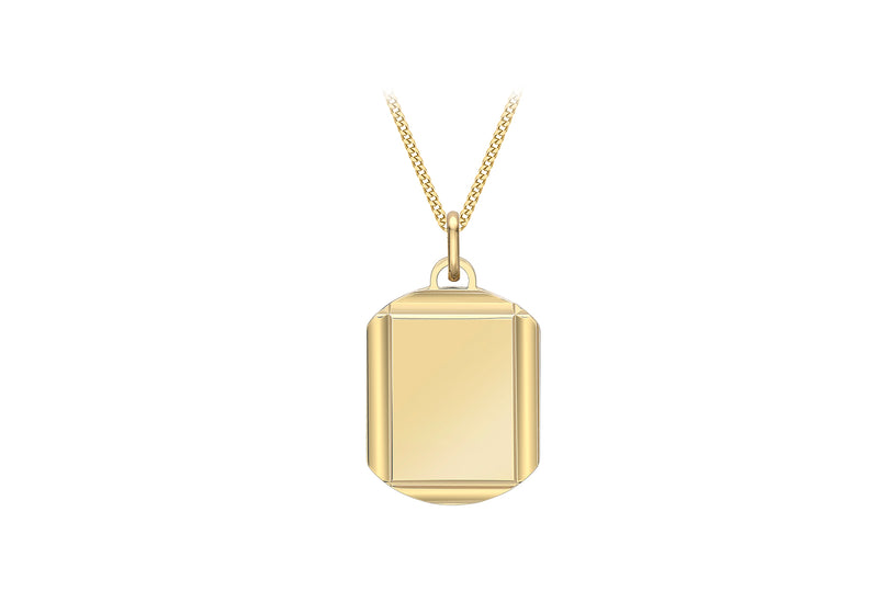 9ct Yellow Gold 16.4mm x 28.9mm Bevelled Edge Tag Pendant