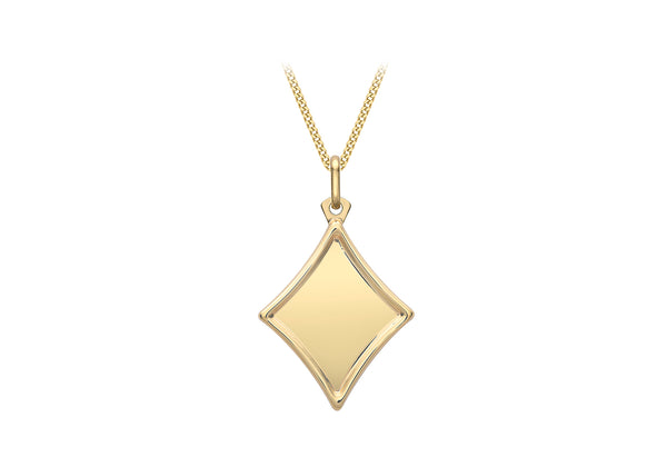 9ct Yellow Gold 19.3mm x 31.6mm Raised Edge Diamond Pendant