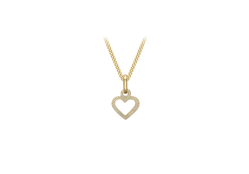 9ct Yellow Gold 8mm x 13.5mm onertinaed Open Heart Pendant