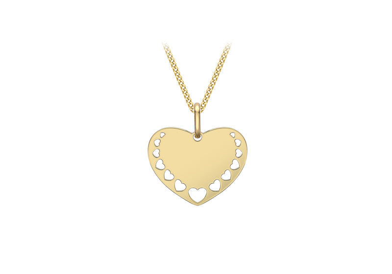 9ct Yellow Gold 18.4mm x 19mm Mini Heart CutoCut Design Heart Pendant