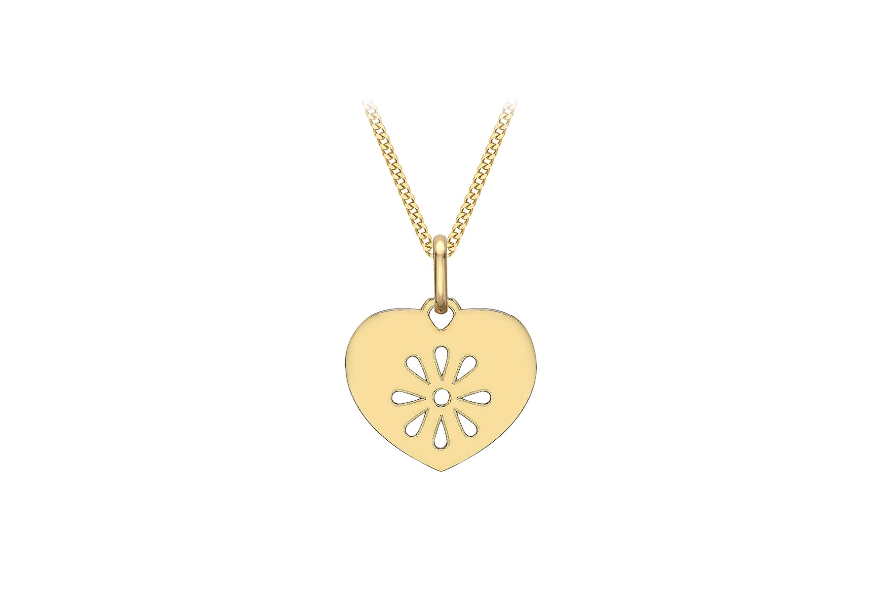 9ct Yellow Gold 16.7mm x 20mm Flower CutoCut Design Heart Pendant
