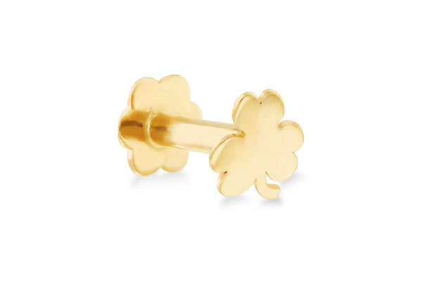 9ct Yellow Gold Clover Labret Stud