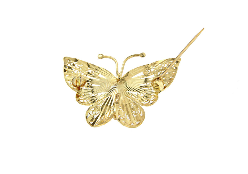 9ct Yellow Gold Ornate Filigree Butterfly Brooch