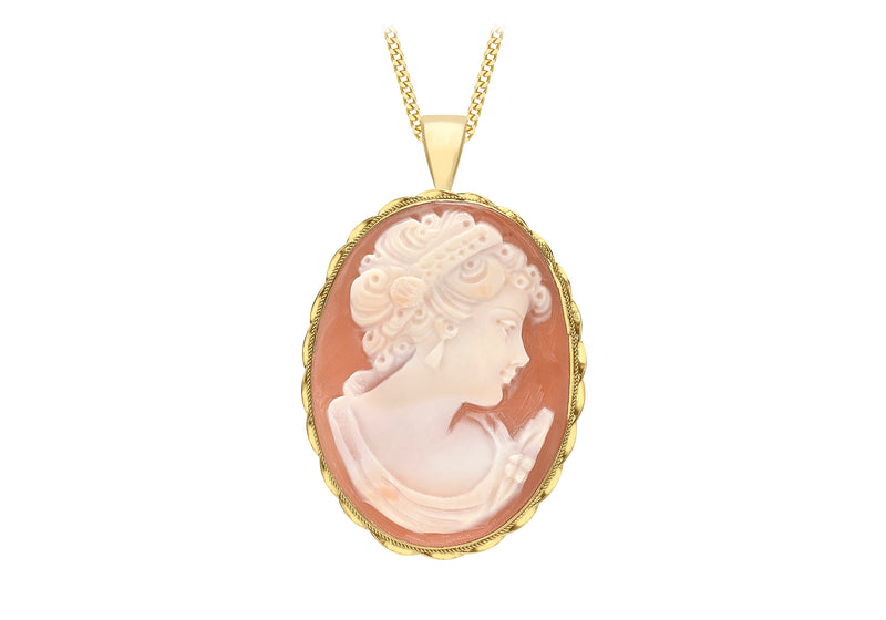 9ct Yellow Gold Cameo Amalfi Pendant and Brooch