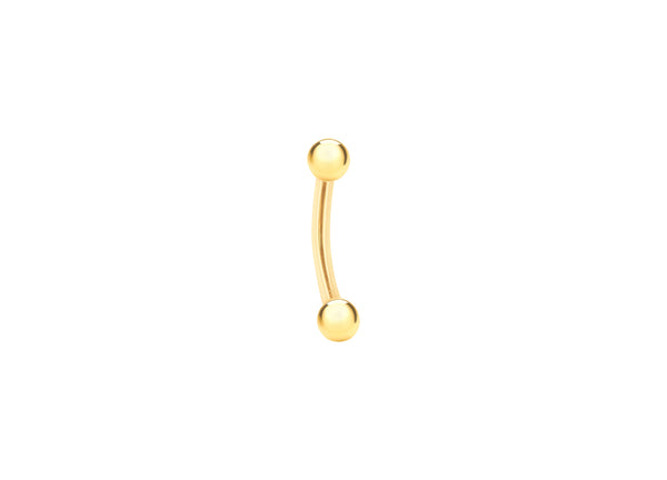 9ct Yellow Gold Curved Belly Bar Stud