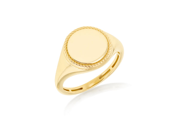 9ct Yellow Gold Rope Edge Signet Ring