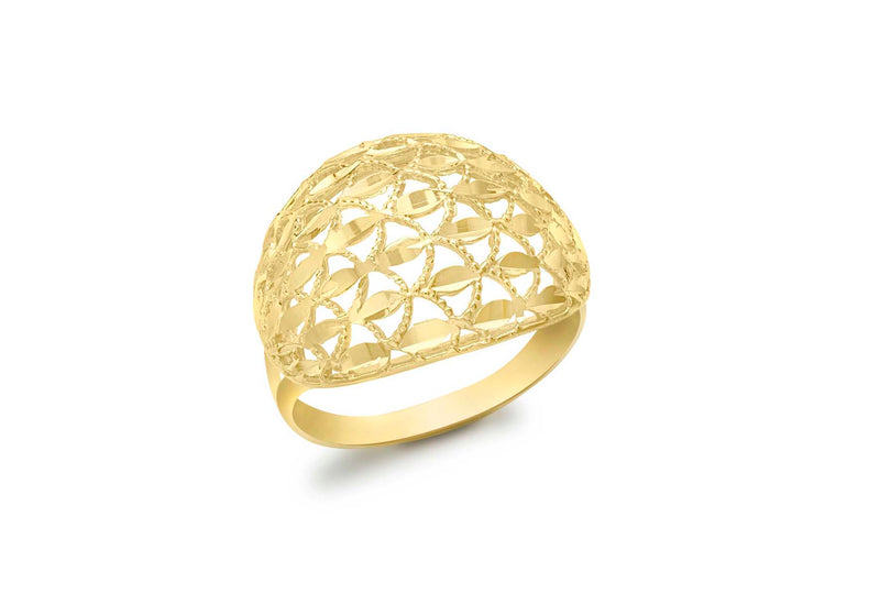 9ct Yellow Gold Diamond Cut Dome Ring