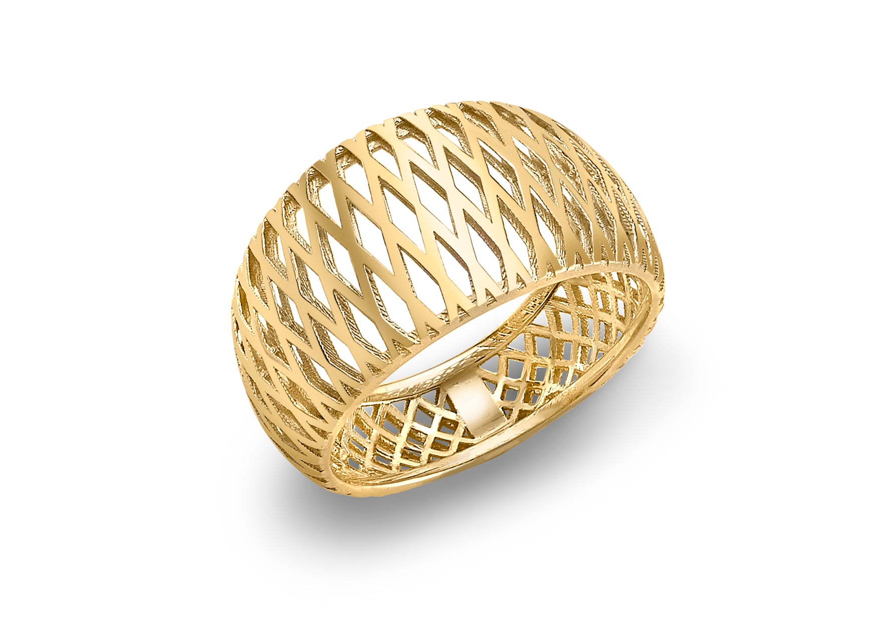 9ct Yellow Gold riss-Cross Band Ring