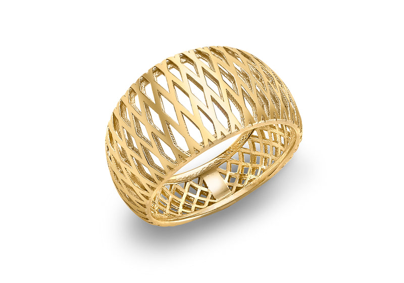 9ct Yellow Gold riss-Cross Band Ring
