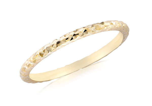 9ct Yellow Gold Diamond Cut Slim Band Stack Ring