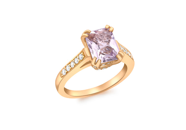 9ct Rose Gold 0.30t Diamond and Pink Amethyst Ring