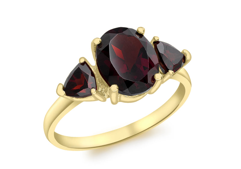 9ct Yellow Gold Oval Garnet Ring