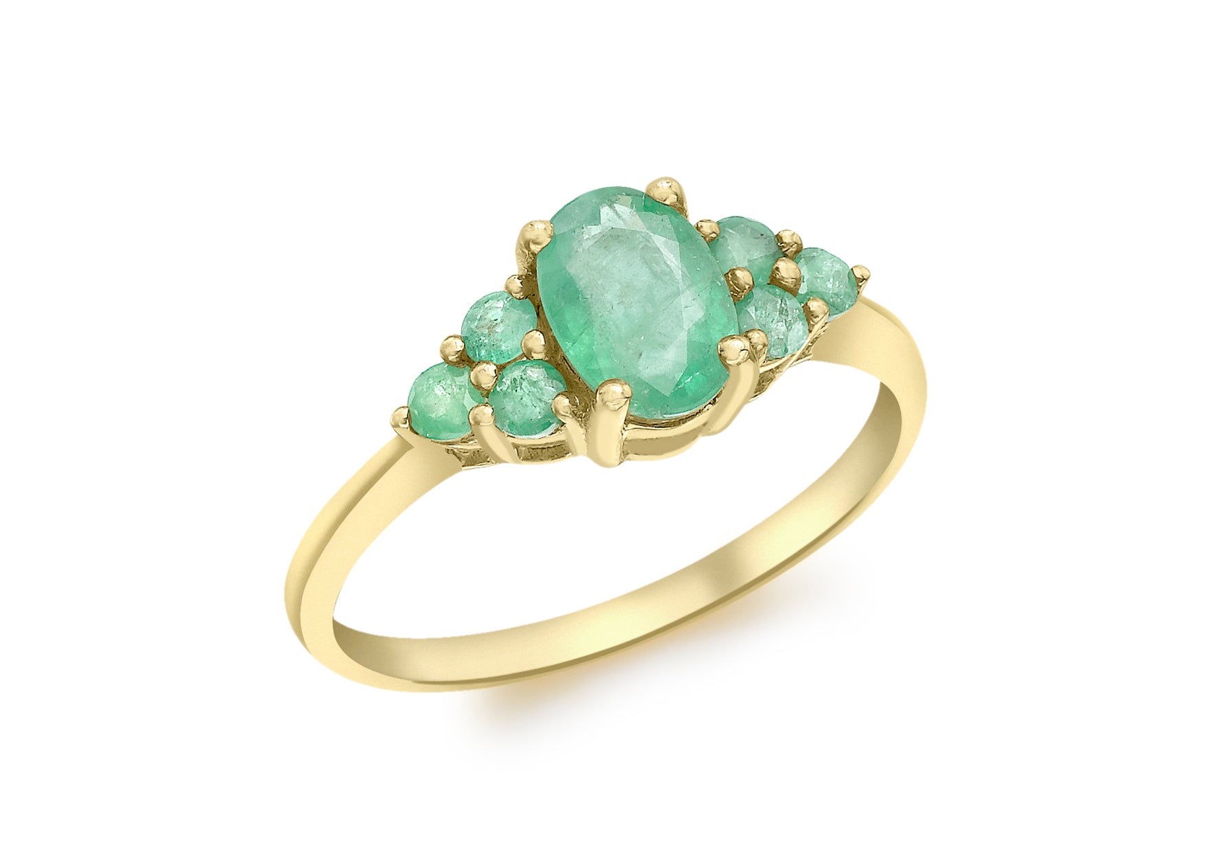 9ct Yellow Gold Emerald Cluster Ring