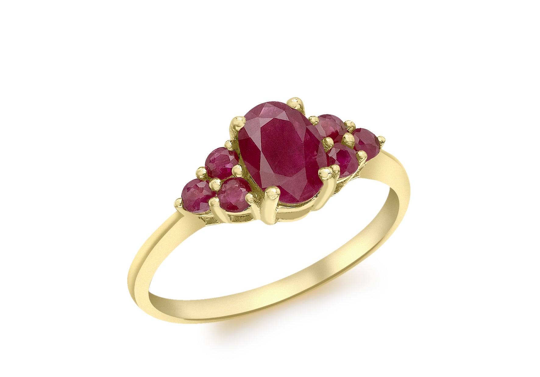 9ct Yellow Gold Ruby Cluster Ring