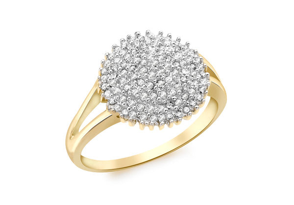 9ct Yellow Gold 0.50ct Diamond Cluster Ring